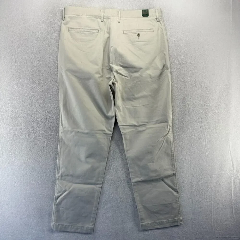 J Crew Pants men's 35x32 Beige tan Broken In Straight Chino Loose Preppy NEW